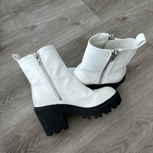White platform boots